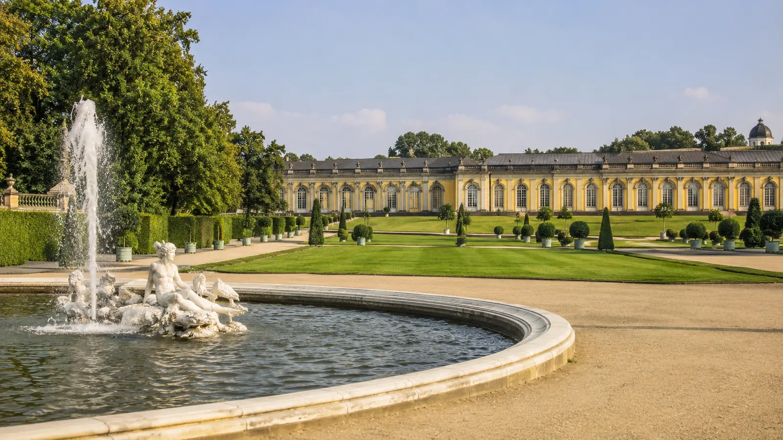 The main avenue of Sanssouci Park, a full day if you walk it to the New Palace