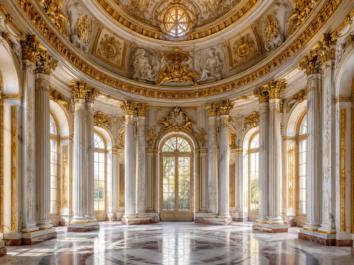 The oval Marble Hall at the centre of Sanssouci Palace